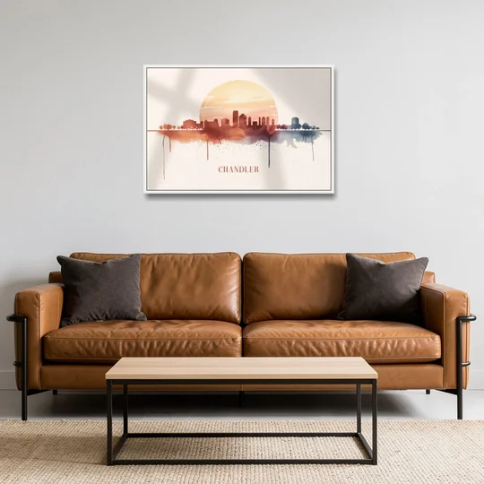 Chandler Skyline View - White Framed Canvas Wall Art - Sofa - 36x24