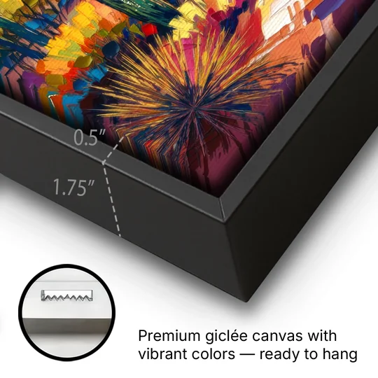 Chandler Vibrant Southwest - Black Framed Canvas Wall Art - Gallery Wrap Corner