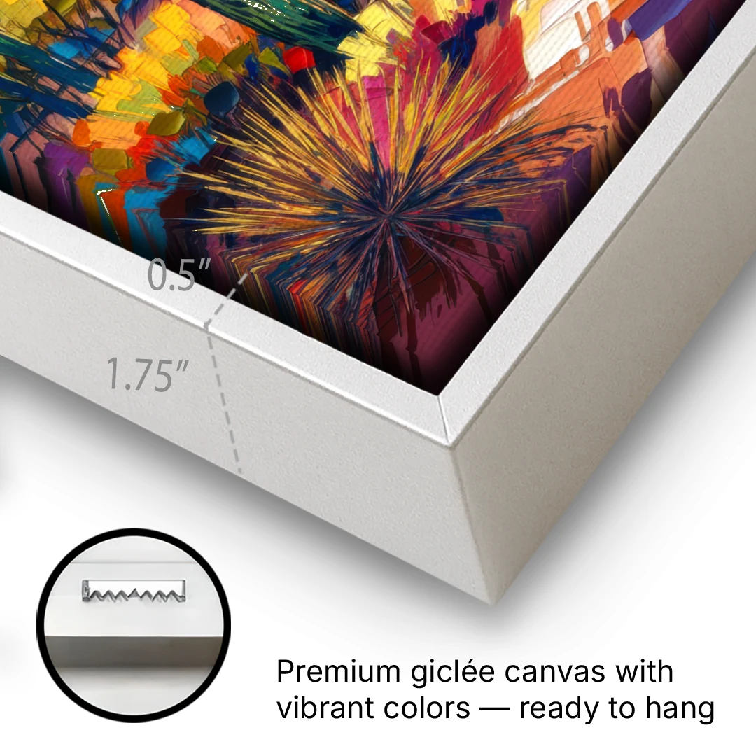 Chandler Vibrant Southwest - White Framed Canvas Wall Art - Gallery Wrap Corner
