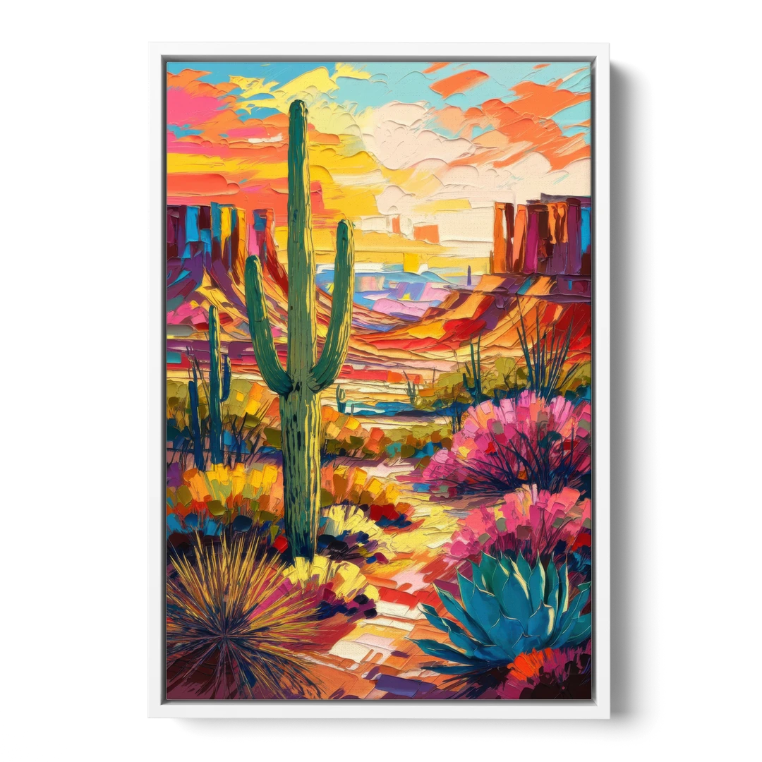 Chandler Vibrant Southwest - White Framed Canvas Wall Art - Front