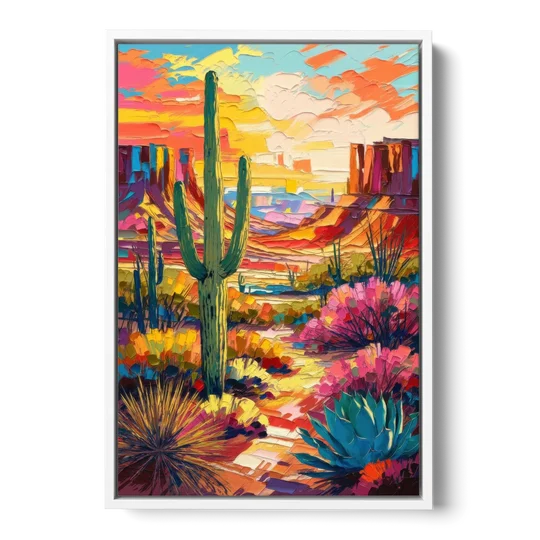 Chandler Vibrant Southwest - White Framed Canvas Wall Art - Front