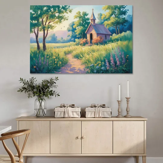 Chapel Serenity Aesthetic Christian - Canvas Wall Art - Coffee Table - 60x40