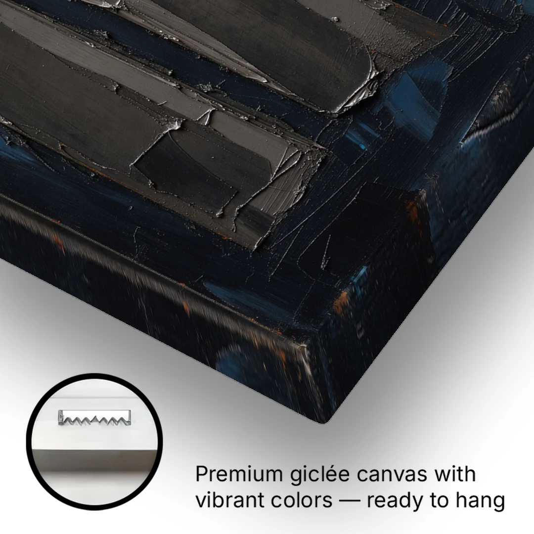 Charcoal Abstract Painting of Three Monoliths - Canvas Wall Art - Gallery Wrap Corner