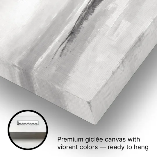 Large Black and White Charcoal Ridge in White Mist - Canvas Wall Art - Gallery Wrap Corner