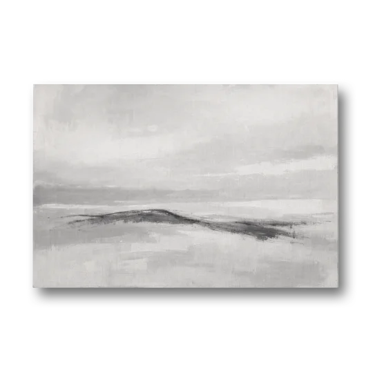 Large Black and White Charcoal Ridge in White Mist - Canvas Wall Art - Front