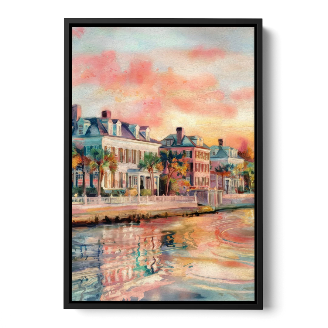Charleston Battery District - Black Framed Canvas Wall Art - Front