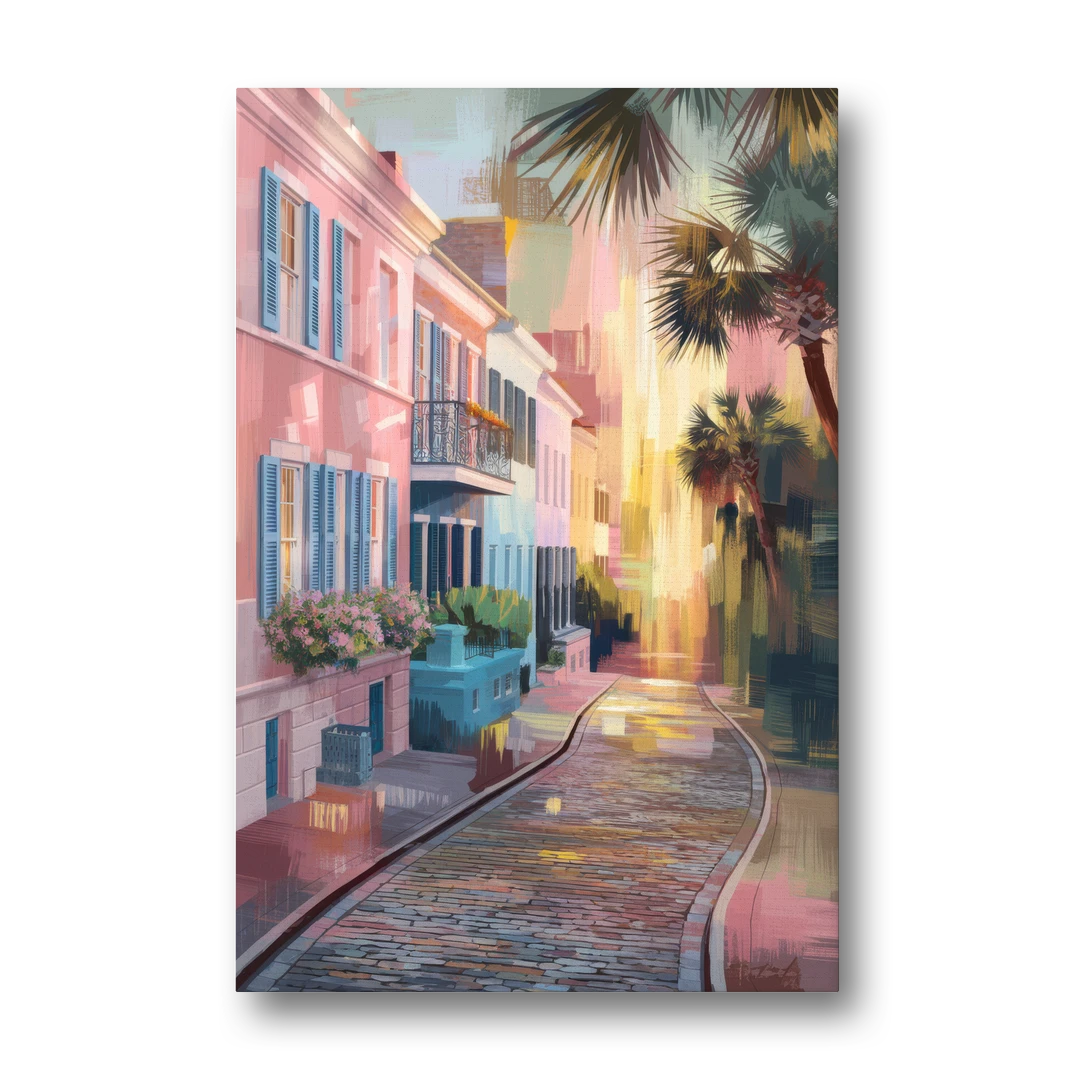 Charleston Cobblestone Streets - Canvas Wall Art - Front