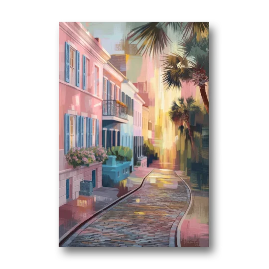 Charleston Cobblestone Streets - Canvas Wall Art - Front