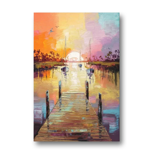 Charleston Harbor at Sunset - Canvas Wall Art - Front