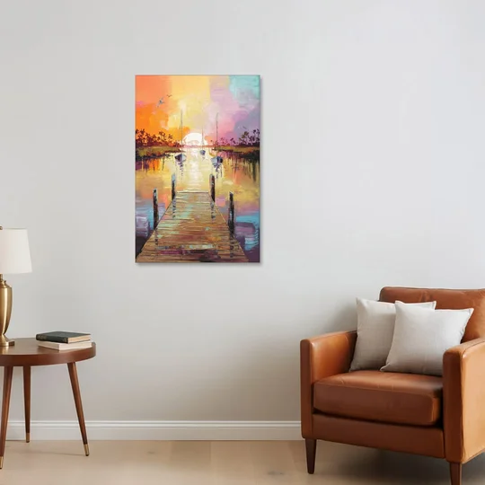 Charleston Harbor at Sunset - Canvas Wall Art - Sofa - 24x36