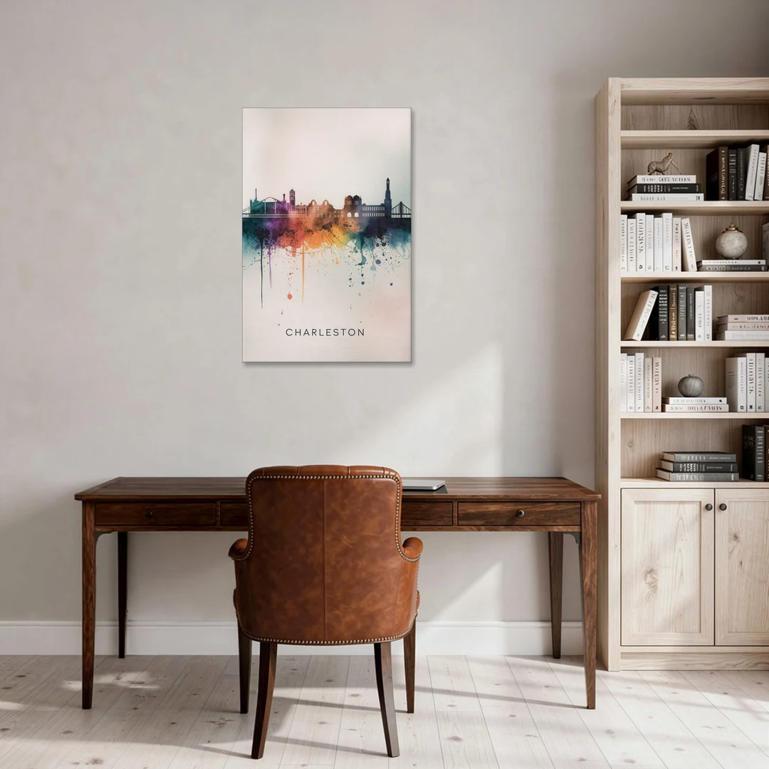 Charleston Historic Skyline - Canvas Wall Art - Office - 24x36
