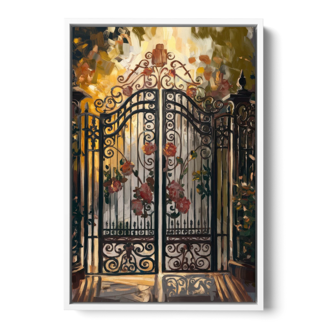 Charleston Iconic Gates - White Framed Canvas Wall Art - Front