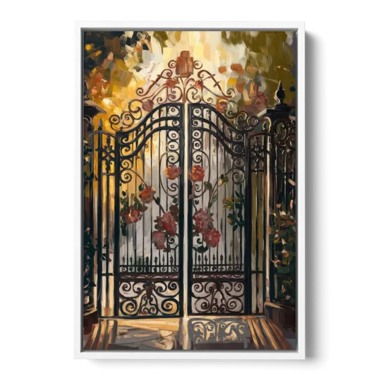 Charleston Iconic Gates - White Framed Canvas Wall Art - Front