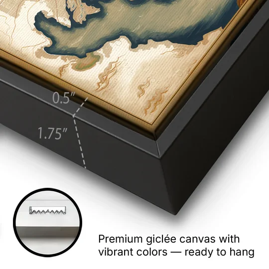 Charleston Map Design - Black Framed Canvas Wall Art - Gallery Wrap Corner