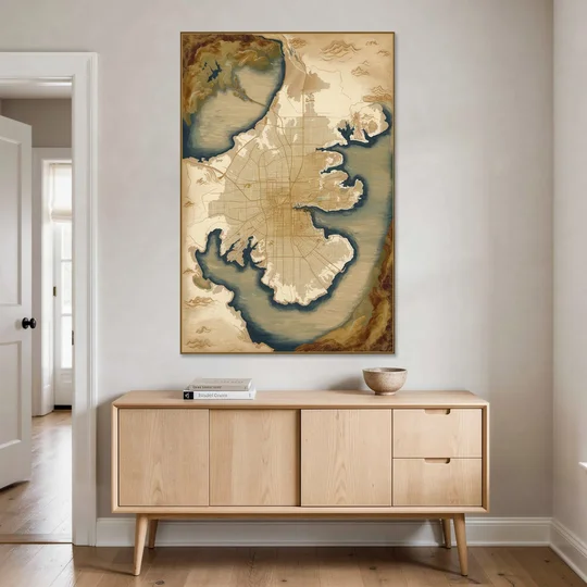 Charleston Map Design - Canvas Wall Art - Coffee Table - 40x60