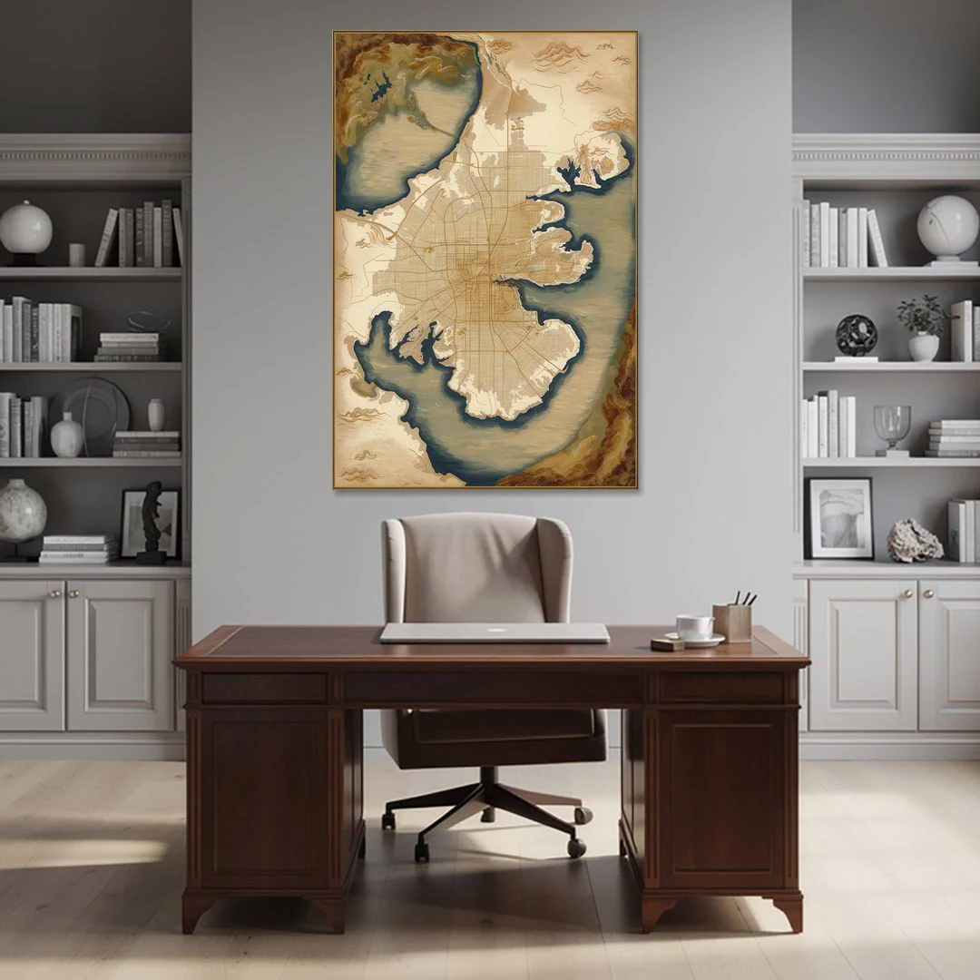 Charleston Map Design - Canvas Wall Art - Office - 40x60