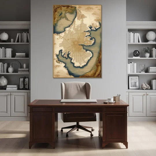 Charleston Map Design - Canvas Wall Art - Office - 40x60