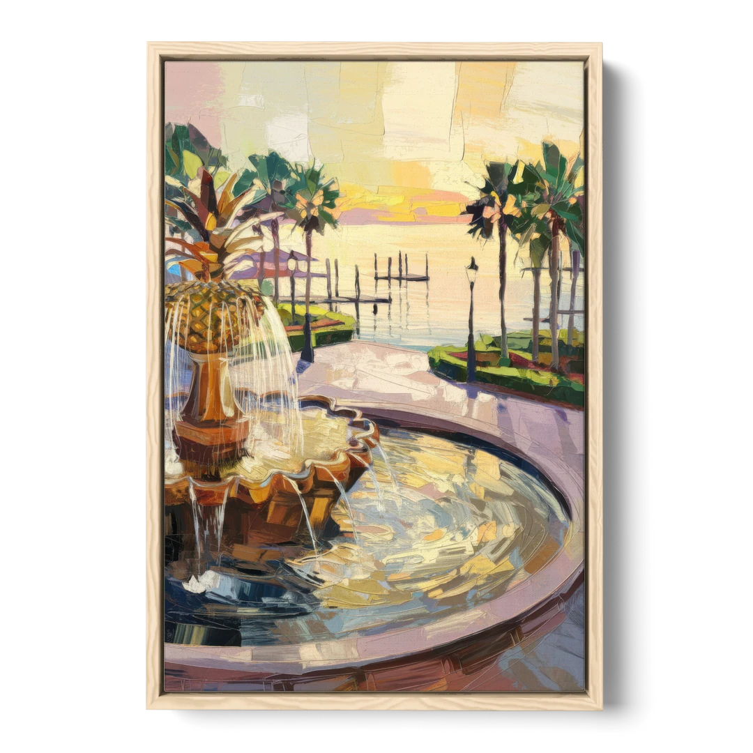 Charleston Waterfront Park - Oak Framed Canvas Wall Art - Front