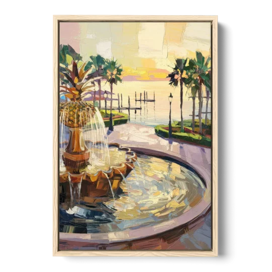 Charleston Waterfront Park - Oak Framed Canvas Wall Art - Front