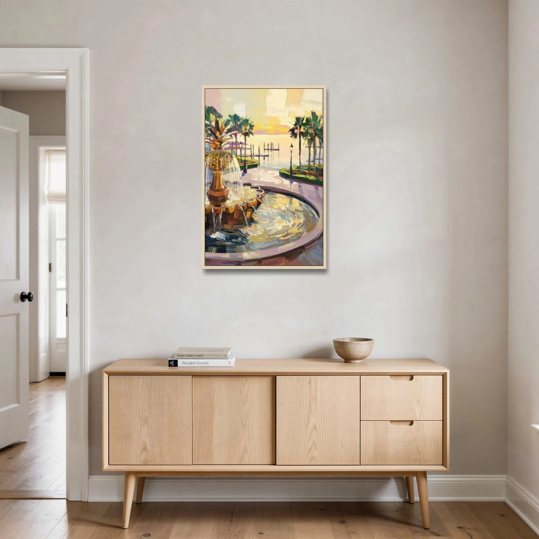 Charleston Waterfront Park - Oak Framed Canvas Wall Art - Coffee Table - 24x36
