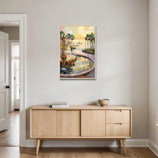 Charleston Waterfront Park - Oak Framed Canvas Wall Art - Coffee Table - 24x36