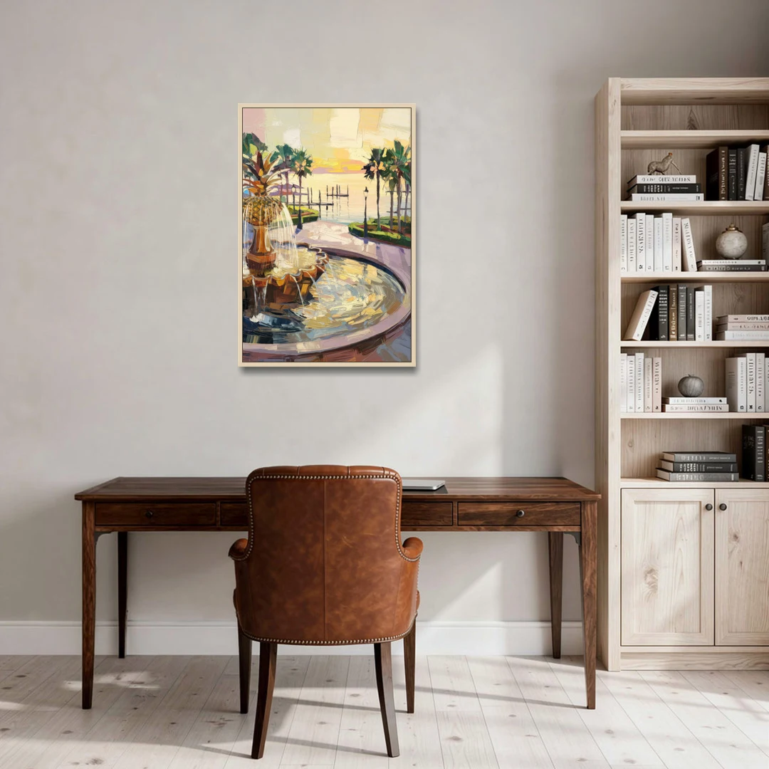 Charleston Waterfront Park - Oak Framed Canvas Wall Art - Office - 24x36
