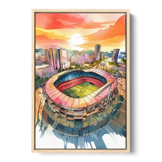 Charlotte FC Stadium View - Oak Framed Canvas Wall Art - Front