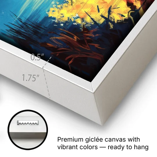 Charlotte Nighttime Glow - White Framed Canvas Wall Art - Gallery Wrap Corner