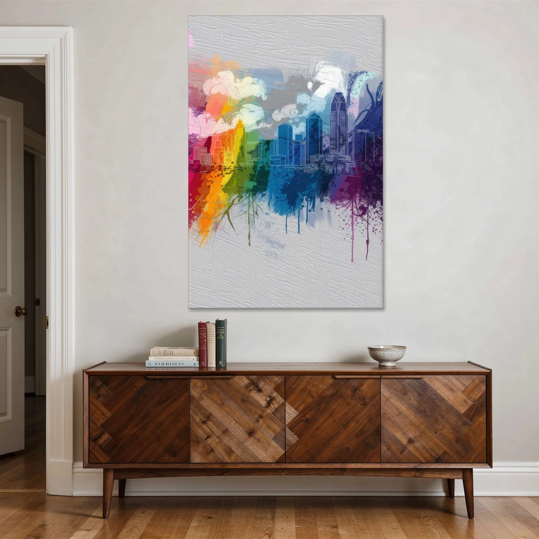 Charlotte Skyline Abstract Design - Canvas Wall Art - Coffee Table - 40x60