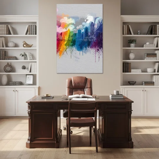 Charlotte Skyline Abstract Design - Canvas Wall Art - Office - 40x60
