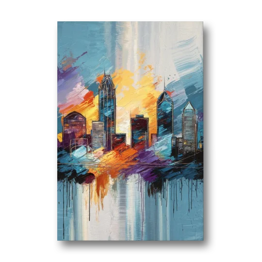 Charlotte Skyline and Panthers Pride - Canvas Wall Art - Front