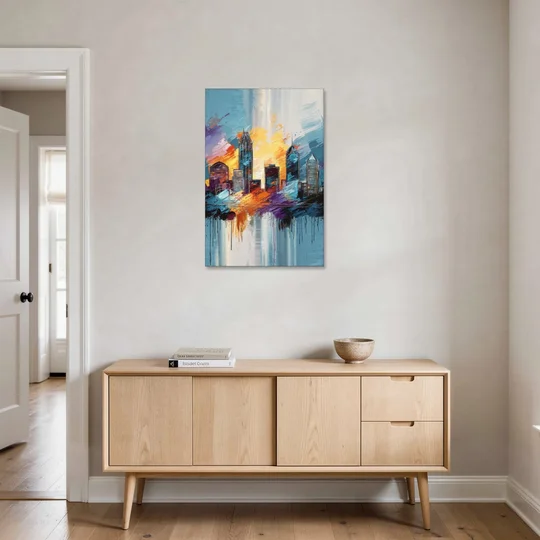 Charlotte Skyline and Panthers Pride - Canvas Wall Art - Coffee Table - 24x36