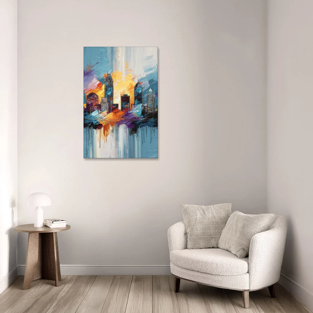 Charlotte Skyline and Panthers Pride - Canvas Wall Art - Sofa - 24x36