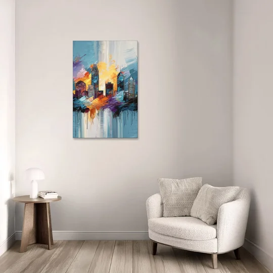 Charlotte Skyline and Panthers Pride - Canvas Wall Art - Sofa - 24x36