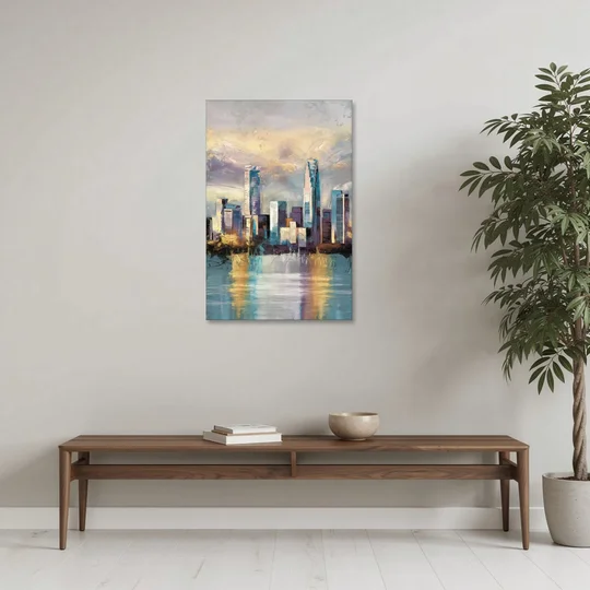 Charlotte Uptown Skyline - Canvas Wall Art - Coffee Table - 24x36