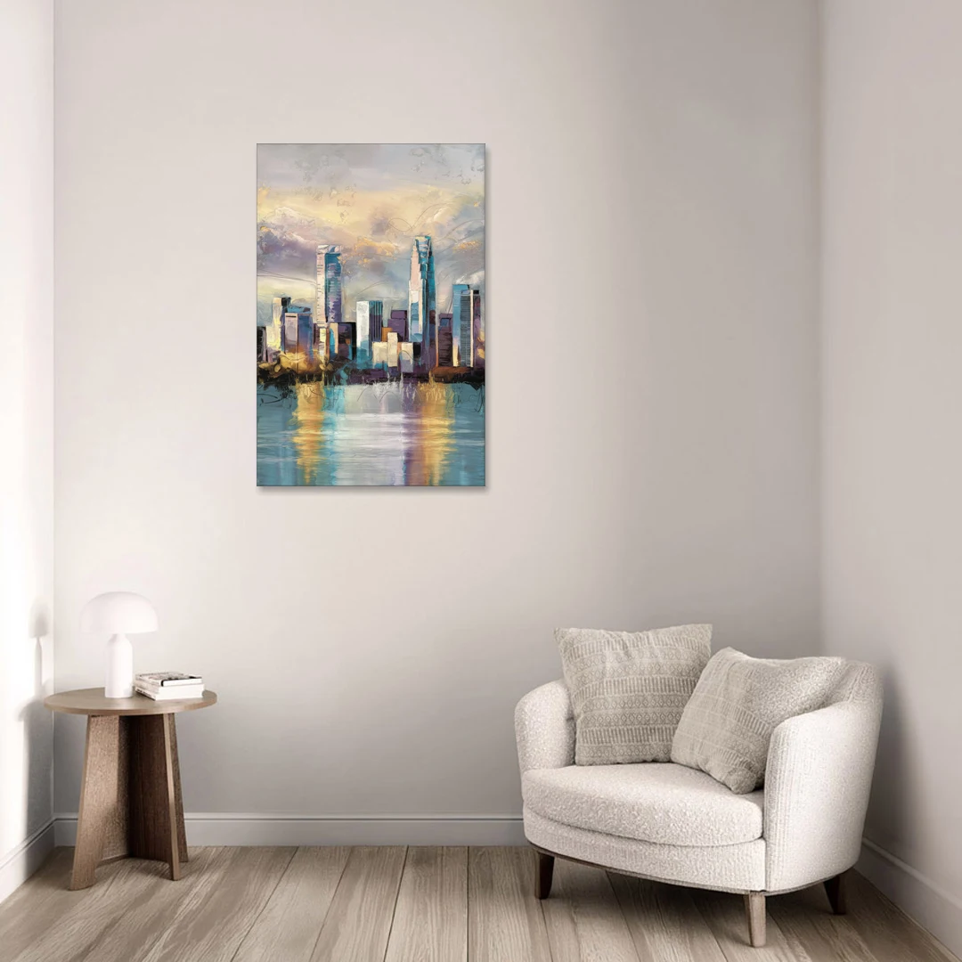 Charlotte Uptown Skyline - Canvas Wall Art - Sofa - 24x36