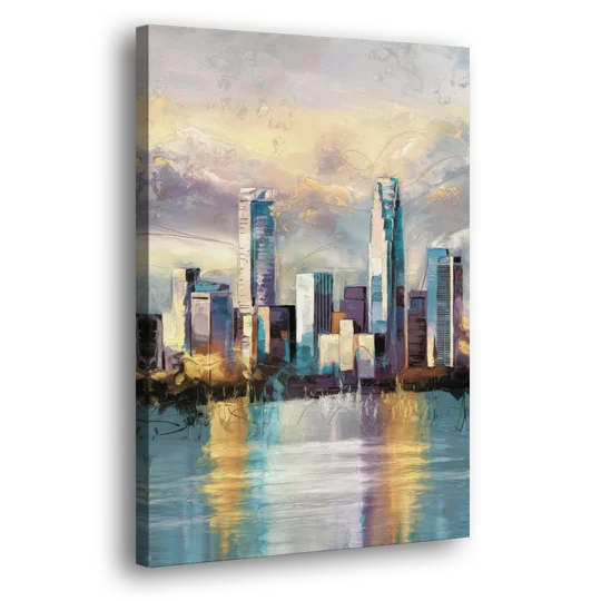 Charlotte Uptown Skyline - Canvas Wall Art - Side