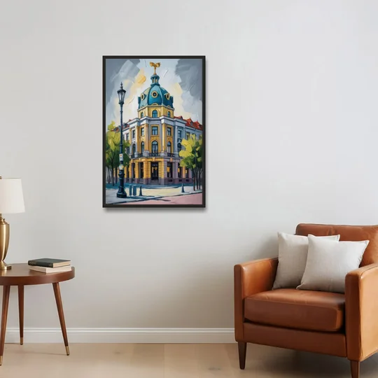Charlottenburg Charm - Black Framed Canvas Wall Art - Sofa - 24x36