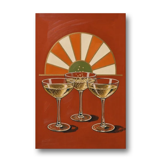 Cheers Wall Art with Three Champagne Coupes - Canvas Wall Art - Front