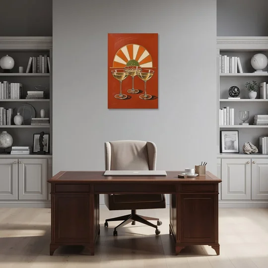 Cheers Wall Art with Three Champagne Coupes - Canvas Wall Art - Office - 24x36