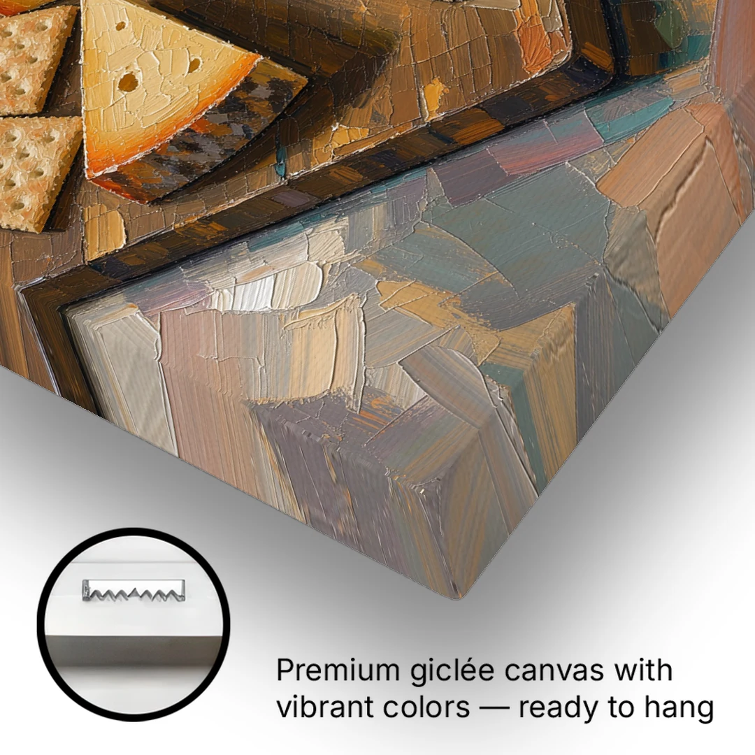 Cheese Board by Candlelight for the Restaurant - Canvas Wall Art - Gallery Wrap Corner