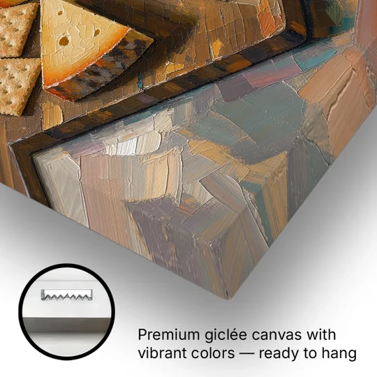 Cheese Board by Candlelight for the Restaurant - Canvas Wall Art - Gallery Wrap Corner