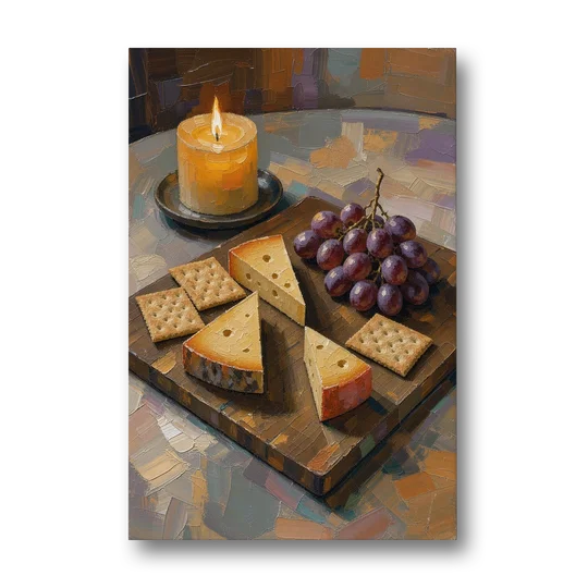 Cheese Board by Candlelight for the Restaurant - Canvas Wall Art - Front