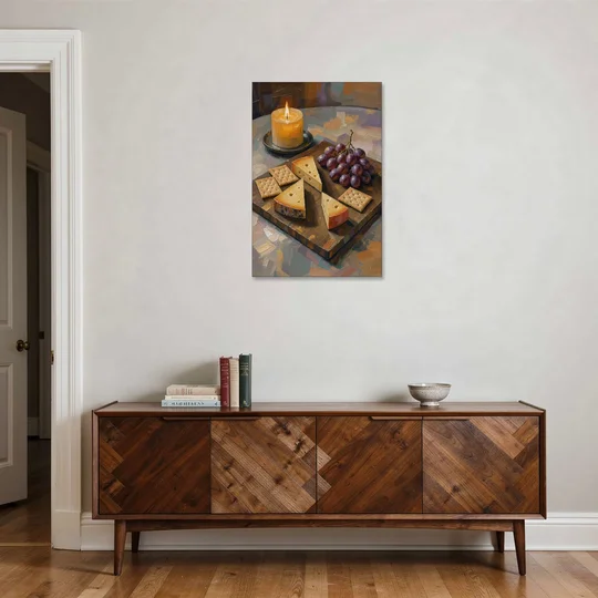 Cheese Board by Candlelight for the Restaurant - Canvas Wall Art - Coffee Table - 24x36