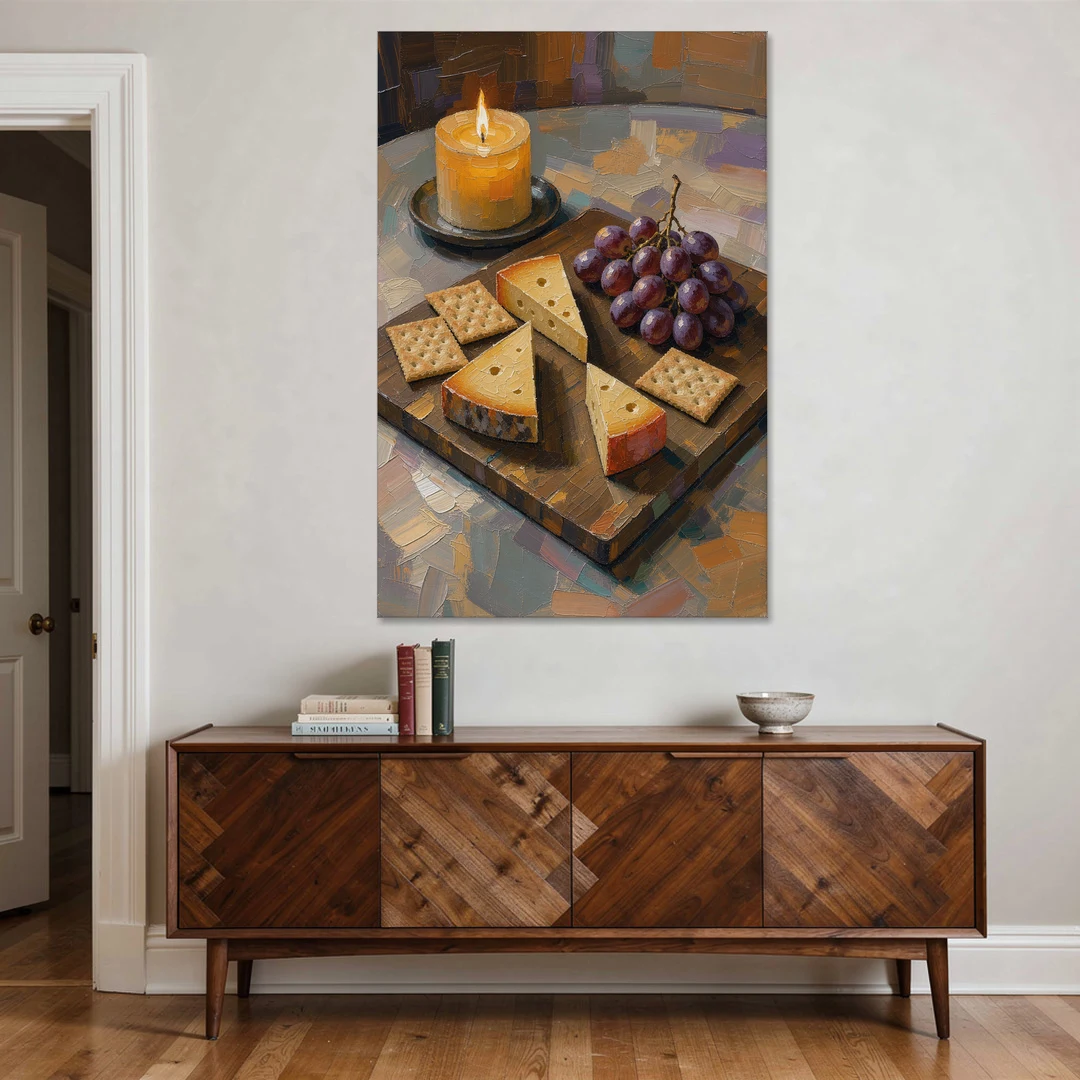 Cheese Board by Candlelight for the Restaurant - Canvas Wall Art - Coffee Table - 40x60