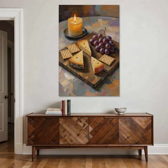 Cheese Board by Candlelight for the Restaurant - Canvas Wall Art - Coffee Table - 40x60