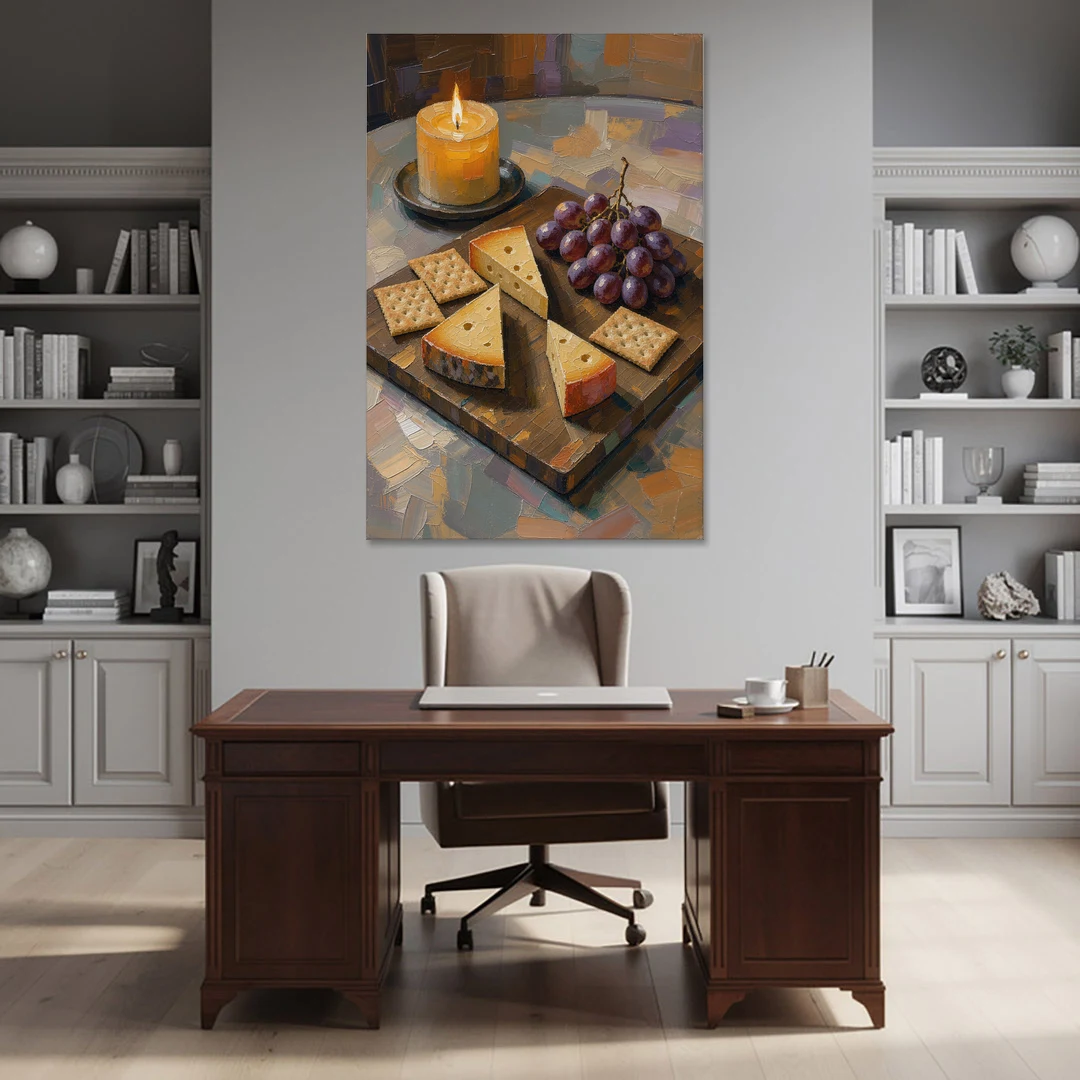 Cheese Board by Candlelight for the Restaurant - Canvas Wall Art - Office - 40x60