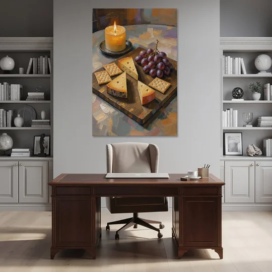Cheese Board by Candlelight for the Restaurant - Canvas Wall Art - Office - 40x60