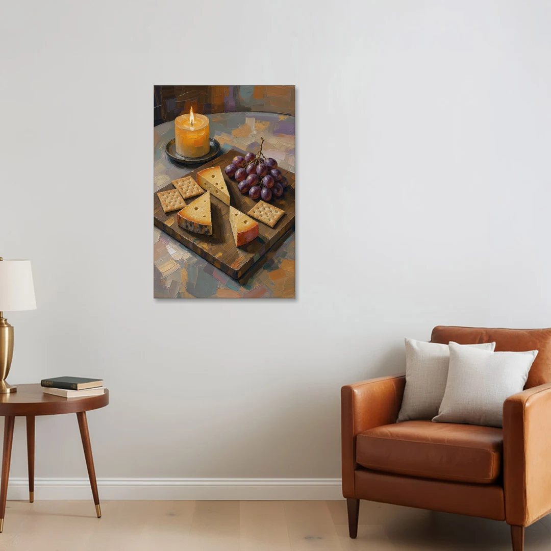 Cheese Board by Candlelight for the Restaurant - Canvas Wall Art - Sofa - 24x36