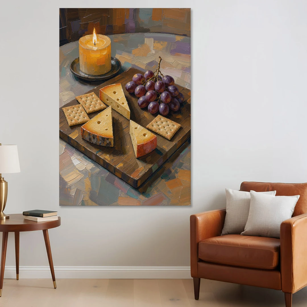 Cheese Board by Candlelight for the Restaurant - Canvas Wall Art - Sofa - 40x60